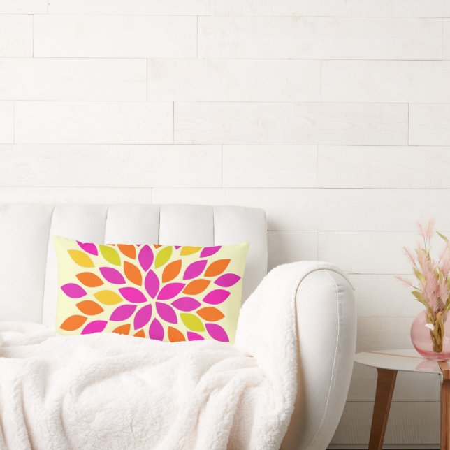 Pink Orange Yellow Starburst Modern Flower Pillow (Couch)