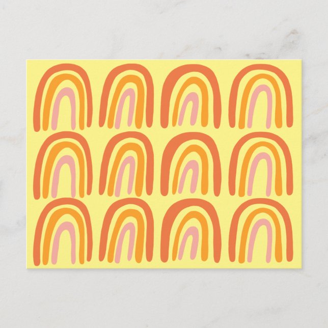 Pink Orange Yellow Sweet Rainbow Pattern Postcard (Front)