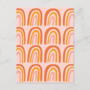 Pink Orange Yellow Sweet Rainbow Pattern Postcard
