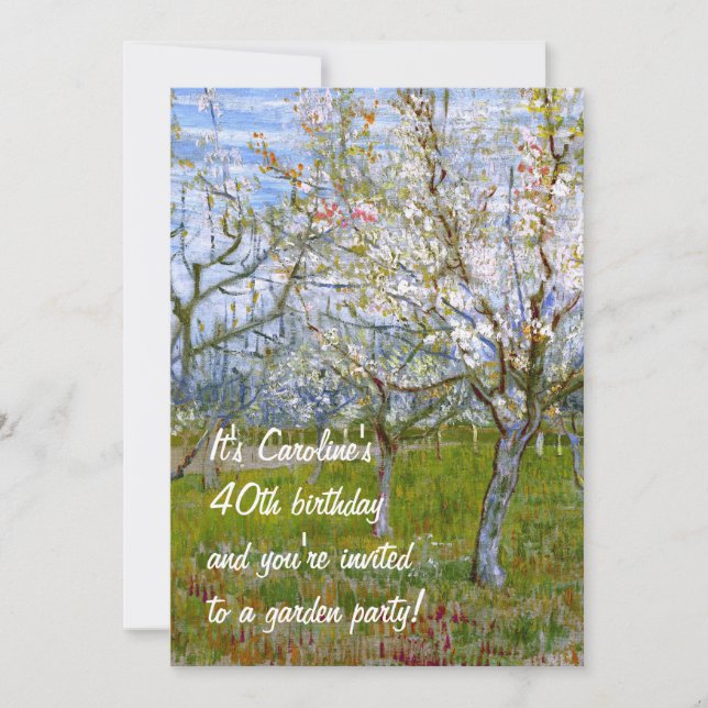 Pink Orchard (F555) Van Gogh Fine Art Invitation (Front)