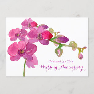 Pink Orchid 25th Wedding Anniversary Party Invitation