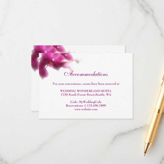 Pink Orchid Accommodations Enclosure Card (Front/Back In Situ)