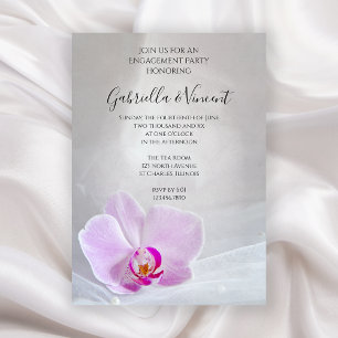 Pink Orchid and Bridal Veil Engagement Party Invitation