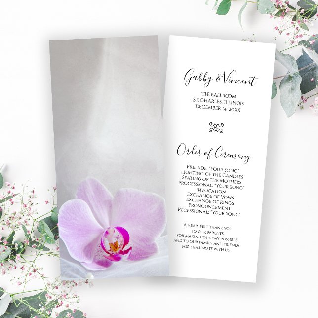 Pink Orchid and Bridal Veil Wedding Program (Creator Uploaded)