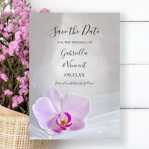 Pink Orchid and Bridal Veil Wedding Save the Date