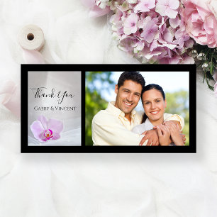 Pink Orchid and Bridal Veil Wedding Thank You Card
