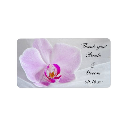 Pink Orchid and Veil Wedding Thank You Favour Tags Address Label