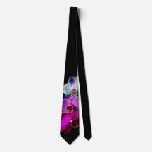 Pink Orchid Black Tie Men's Necktie