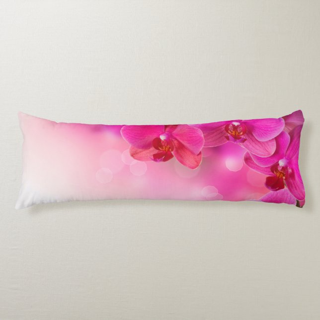 Pink Orchid Blooming Body Pillow (Front)