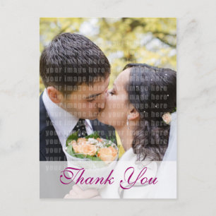 Pink Orchid Custom Photo Wedding Thank You Postcard