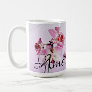 Pink Orchid Custom Taza: Photos/Name Coffee Mug