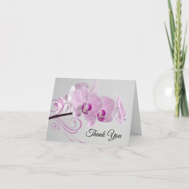 Pink Orchid Elegance Bridesmaid Thank You Card (Front)