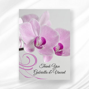 Pink Orchid Elegance Wedding Flat Thank You Notes