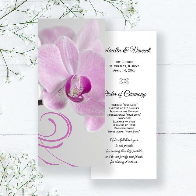 Pink Orchid Elegance Wedding Program (Creator Uploaded)
