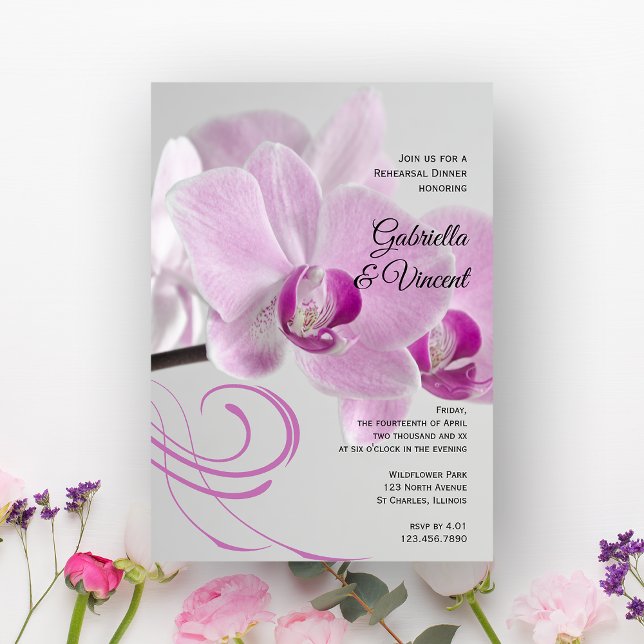 Pink Orchid Elegance Wedding Rehearsal Dinner Invitation (Creator Uploaded)