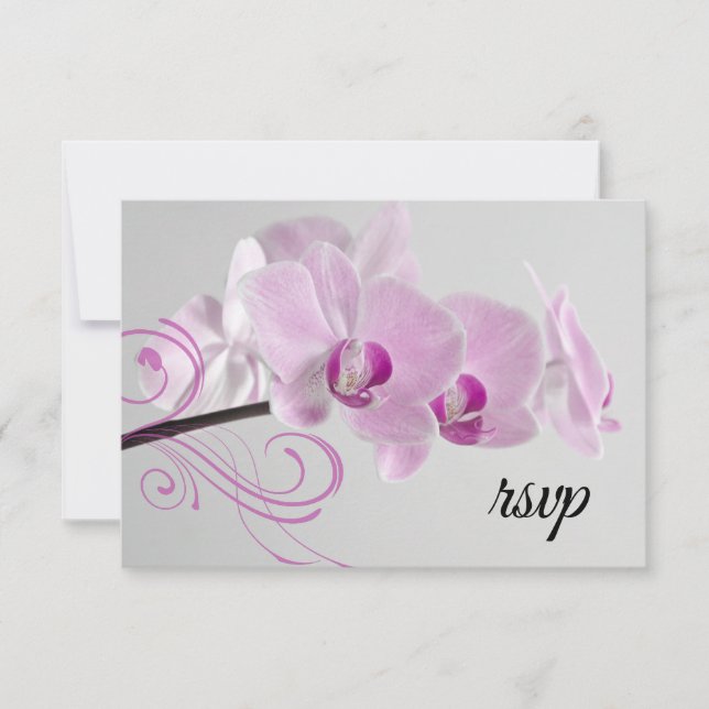 Pink Orchid Elegance Wedding RSVP Response Card (Front)