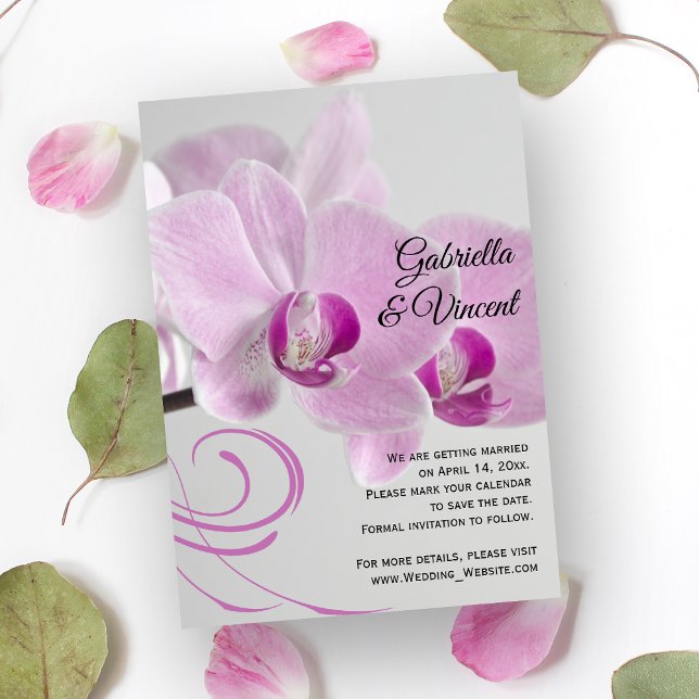 Pink Orchid Elegance Wedding Save the Date Invitation (Creator Uploaded)
