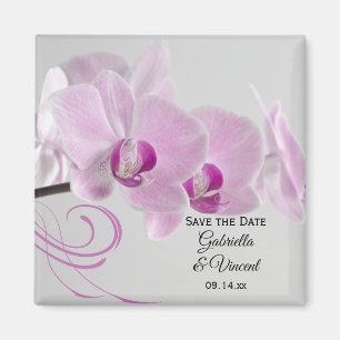 Pink Orchid Elegance Wedding Save the Date Magnet