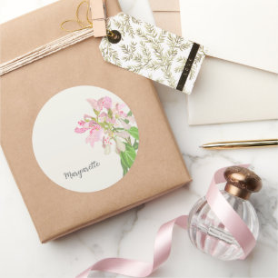 Pink Orchid Floral Design – Elegant Botanical Art Classic Round Sticker