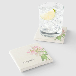 Pink Orchid Floral Design – Elegant Botanical Art Stone Coaster
