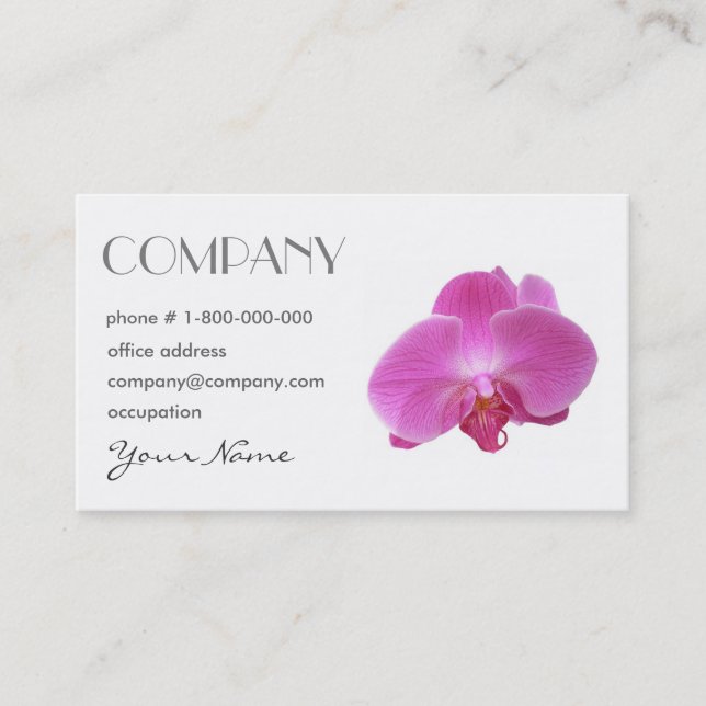 Pink Orchid Floral Profile Card (Front)