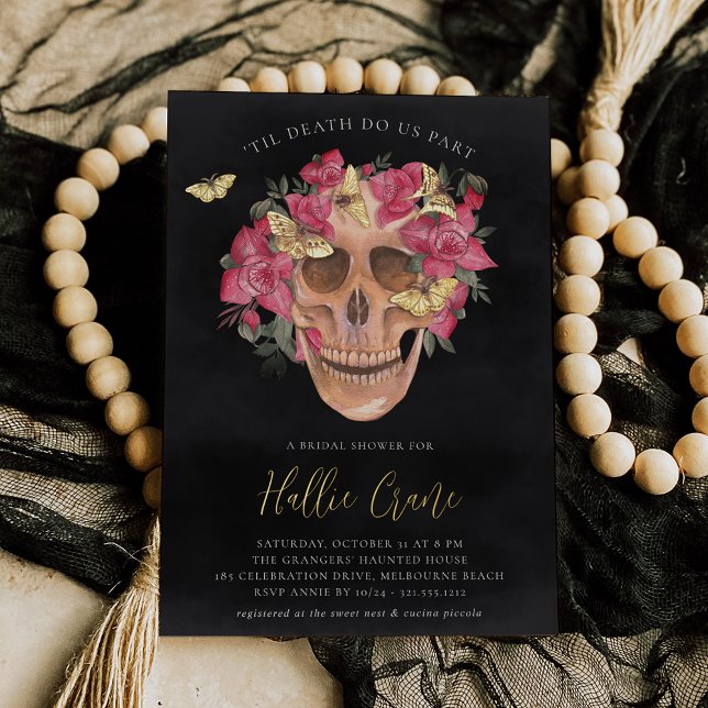 Pink Orchid Floral Skull Halloween Bridal Shower (Creator Uploaded)