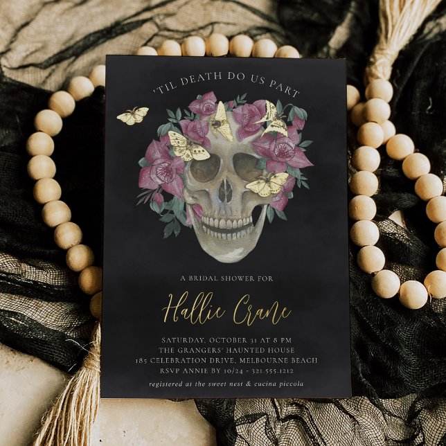 Pink Orchid Floral Skull Halloween Bridal Shower (Creator Uploaded)