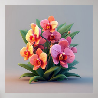 Pink Orchid Flower Arrangement Poster