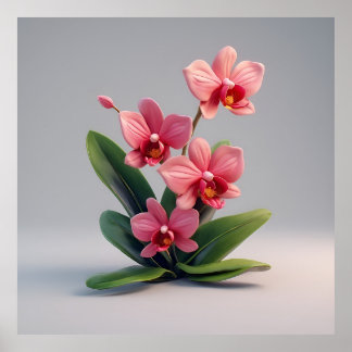 Pink Orchid Flower Arrangement Poster