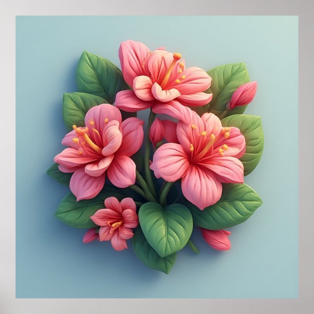 Pink Orchid Flower Arrangement Poster (Front)