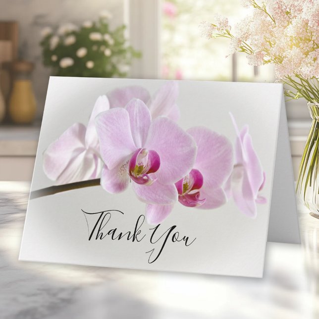 Pink Orchid Flower Funeral Sympathy Thank You Card (Creator Uploaded)