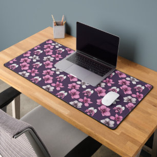 Pink orchid flowers desk mat