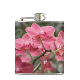 Pink Orchid flowers Hip Flask