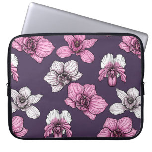 Pink orchid flowers laptop sleeve
