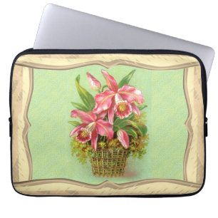 Pink Orchid Flowers Laptop Sleeve