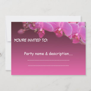 pink orchid flowers party invitation