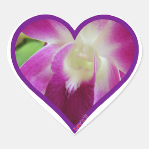 pink orchid heart sticker