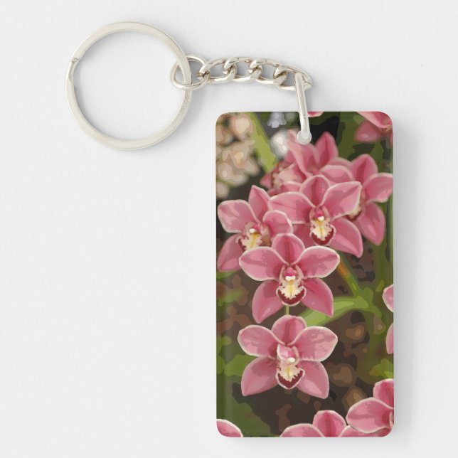 Pink Orchid keychain (Front)