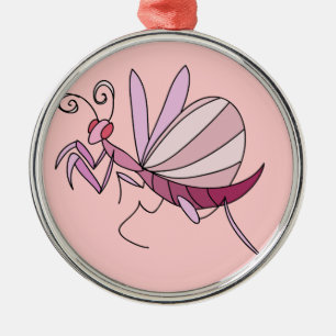 Pink Orchid Mantis Metal Tree Decoration