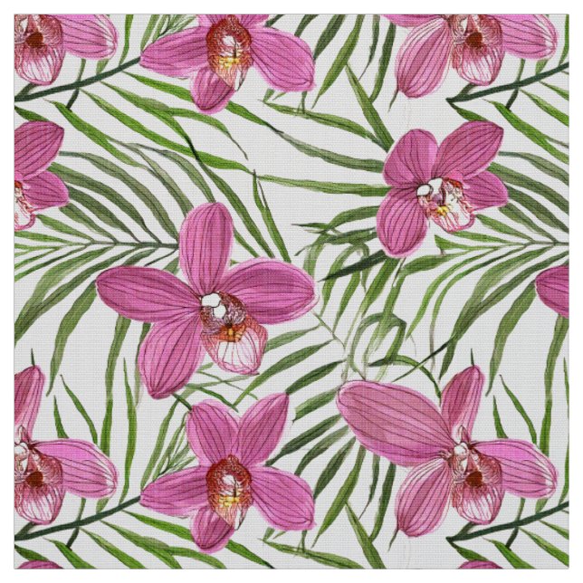 Pink orchid pattern fabric (Swatch)