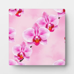 Pink Orchid Pattern Tropical Floral Soft Pastel Plaque