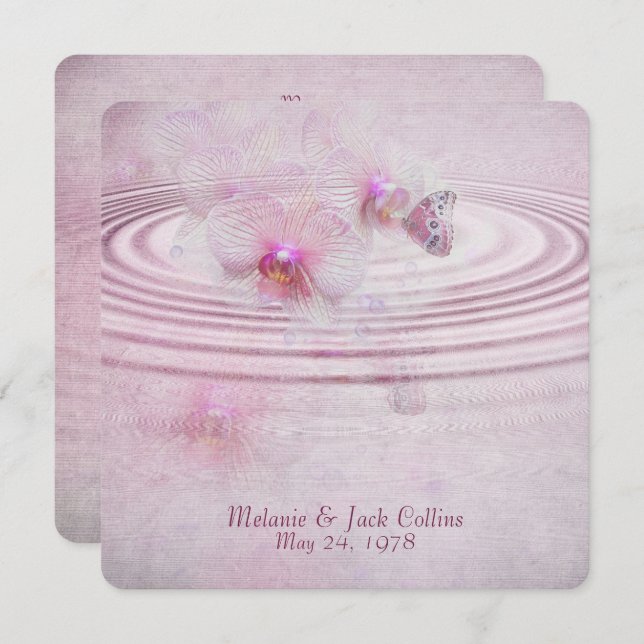 Pink Orchid Ripple Wedding Vow Renewal Invitation (Front/Back)