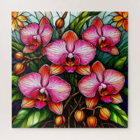 🌸 Pink Orchid Stained Glass Art For Flower Lovers