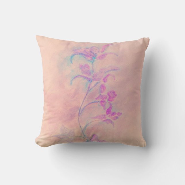Pink Orchid Throw Pillow (Front)