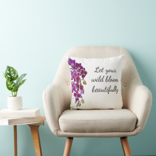 Pink Orchid Watercolor Cushion