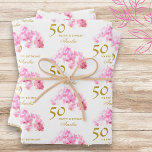 Pink Orchid Watercolor Gold Glitter 50th Birthday Wrapping Paper Sheet<br><div class="desc">Pink Orchid Watercolor Gold Glitter 50th Birthday Wrapping Paper. Modern floral 50th birthday gift wrap with beautiful pink watercolor orchid and faux gold glitter. Add your name and age.</div>