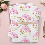 Pink Orchid Watercolor Gold Glitter 70th Birthday Wrapping Paper Sheet<br><div class="desc">Pink Orchid Watercolor Gold Glitter 70th Birthday Wrapping Paper. Modern floral 70th birthday gift wrap with beautiful pink watercolor orchid and faux gold glitter. Add your name and age.</div>