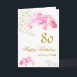 Pink Orchid Watercolor Gold Glitter 80th Birthday Card<br><div class="desc">Pink Orchid Watercolor Gold Glitter 80th Birthday Card. Modern floral 80th birthday card with beautiful pink watercolor orchid and faux gold glitter. Add your name,  age and text inside.</div>