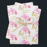 Pink Orchid Watercolor Gold Glitter 80th Birthday Wrapping Paper Sheet<br><div class="desc">Pink Orchid Watercolor Gold Glitter 80th Birthday Wrapping Paper. Modern floral 80th birthday gift wrap with beautiful pink watercolor orchid and faux gold glitter. Add your name and age.</div>
