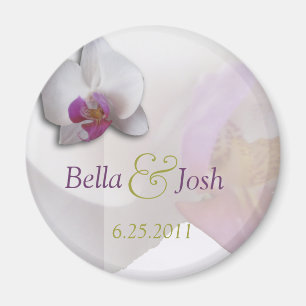 Pink Orchid Wedding Magnet